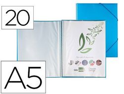 Carpeta Liderpapel Escaparate con Espiral 20 Fundas Polipropileno Din A5 Azul
