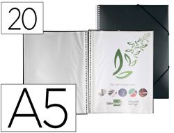 Carpeta liderpapel escaparate con espiral 20 fundas polipropileno din a5 negro opaco