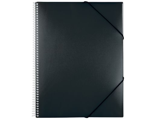 Carpeta liderpapel escaparate con espiral 20 fundas polipropileno din a5 negro opaco