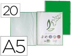 Carpeta Liderpapel Escaparate con Espiral 20 Fundas Polipropileno Din A5 Verde