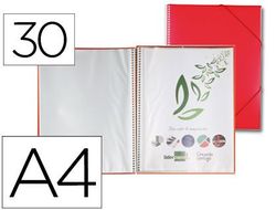 Carpeta Liderpapel Escaparate con Espiral 30 Fundas Polipropileno Din A4 Rojo