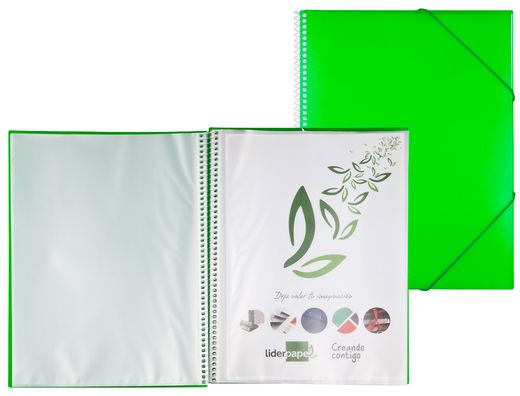 Carpeta Liderpapel Escaparate con Espiral 30 Fundas Polipropileno Din A4 Verde