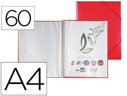 Carpeta Liderpapel Escaparate con Espiral 60 Fundas Polipropileno Din A4 Rojo