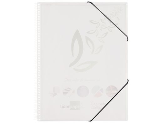 Carpeta liderpapel escaparate con espiral 60 fundas polipropileno din a4 transparente