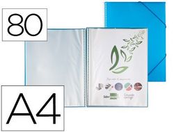 Carpeta Liderpapel Escaparate con Espiral 80 Fundas Polipropileno Din A4 Azul