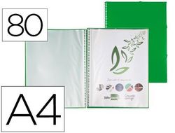 Carpeta Liderpapel Escaparate con Espiral 80 Fundas Polipropileno Din A4 Verde