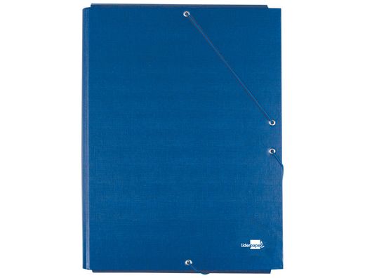 Carpeta Liderpapel Gomas Folio 3 Solapas Carton Forrado Azul