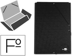 Carpeta Liderpapel Gomas Folio 3 Solapas Carton Forrado Negra