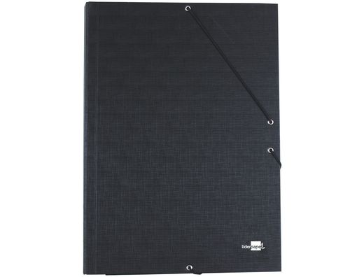 Carpeta Liderpapel Gomas Folio 3 Solapas Carton Forrado Negra