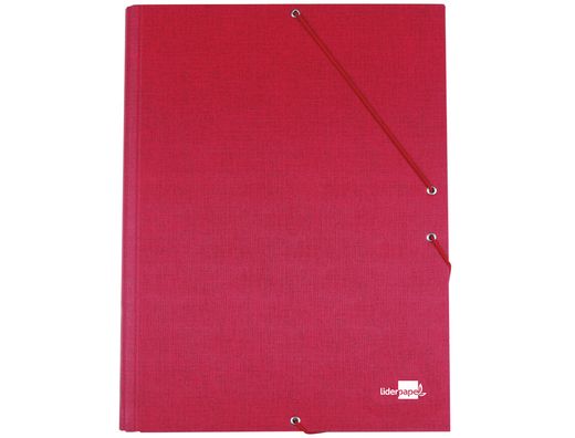 Carpeta Liderpapel Gomas Folio 3 Solapas Carton Forrado Roja
