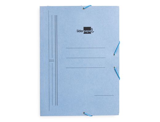 Carpeta Liderpapel Gomas Folio 3 Solapas Carton Pintado Azul