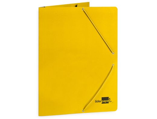 Carpeta liderpapel gomas folio 3 solapas carton plastificado color amarillo