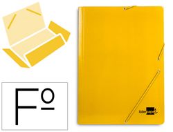 Carpeta liderpapel gomas folio 3 solapas carton plastificado color amarillo