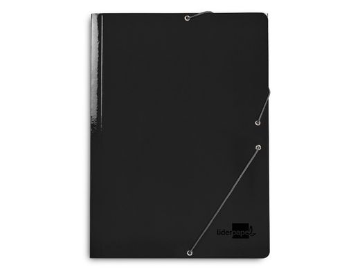 Carpeta liderpapel gomas folio 3 solapas carton plastificado color negro