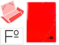 Carpeta liderpapel gomas folio 3 solapas carton plastificado color rojo