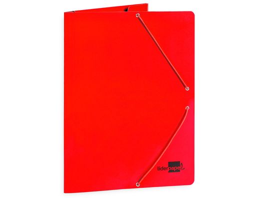 Carpeta liderpapel gomas folio 3 solapas carton plastificado color rojo
