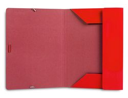 Carpeta liderpapel gomas folio 3 solapas carton plastificado color rojo
