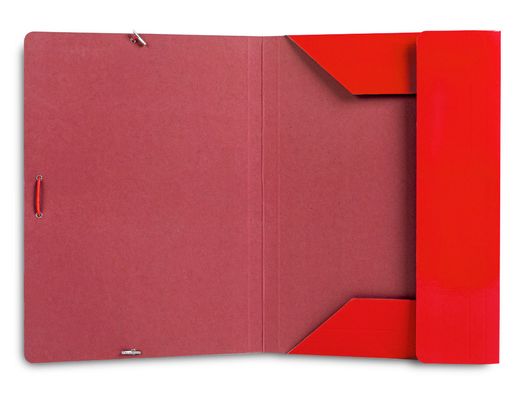 Carpeta liderpapel gomas folio 3 solapas carton plastificado color rojo