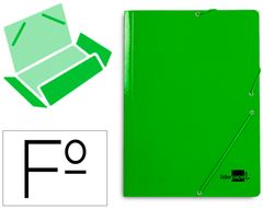 Carpeta liderpapel gomas folio 3 solapas carton plastificado color verde