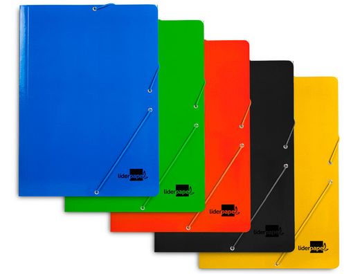 Carpeta Liderpapel Gomas Folio 3 Solapas Carton Plastificado Colores Surtidos