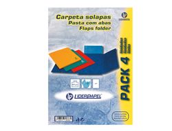 Carpeta Liderpapel Gomas Folio 3 Solapas Carton Simil Prespan Colores Surtidos Pack 4