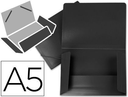 Carpeta Liderpapel Gomas Solapas 34945 Polipropileno Din A5 Negra Opaco