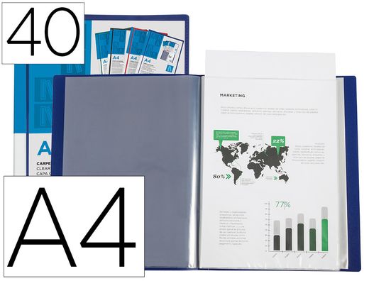 Carpeta liderpapel personaliza 40 fundas canguro polipropileno din a4 azul translucido portada y lomo