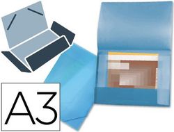 Carpeta Liderpapel Portadocumentos 44802 Solapas Polipropileno Din A3 Azul Serie Frosty Lomo Flexible