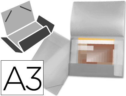 Carpeta Liderpapel Portadocumentos 44804 Solapas Polipropileno Din A3 Incolora Serie Frosty Lomo Flexible
