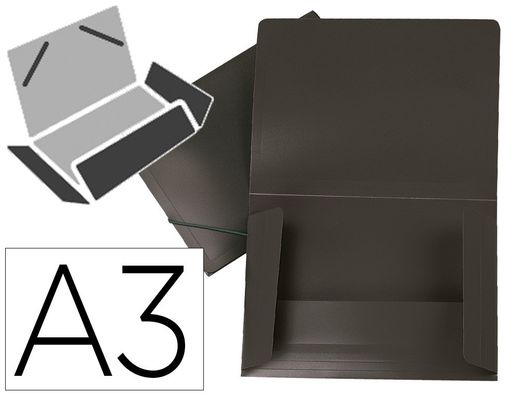 Carpeta liderpapel portadocumentos solapas polipropileno din a3 negro opaco lomo flexible