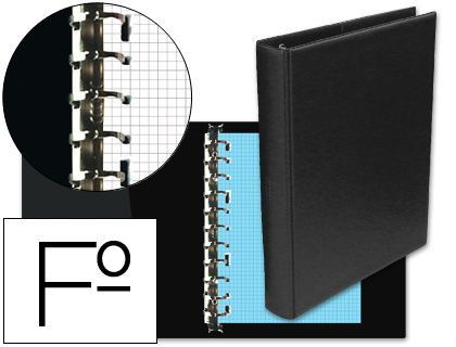 Carpeta Multifin Alfa 3005-G 16 Anillas 40 mm Plastico Folio Negro