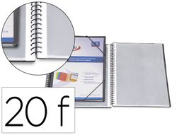 Carpeta pardo escaparate con espiral 20 fundas folio personalizable color negra