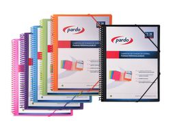 Carpeta pardo escaparate con espiral 20 fundas polipropileno con gomas personalizable color azul