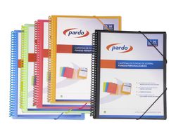 Carpeta pardo escaparate con espiral 20 fundas polipropileno con gomas personalizable color azul