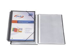 Carpeta pardo escaparate con espiral 30 fundas folio personalizable color negra