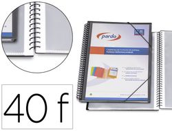 Carpeta pardo escaparate con espiral 40 fundas folio personalizable color negro