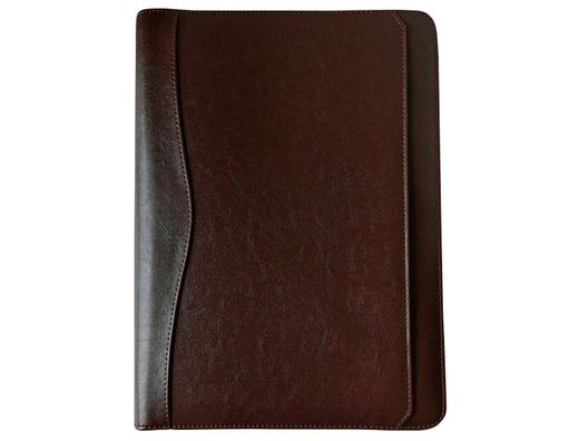 Carpeta Portafolios 45-848 Marron 260X355 mm Cremallera 4 Anillas 20 mm Calculadora con Bolsa para Movil