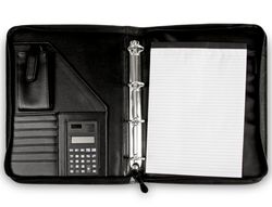 Carpeta Portafolios 80-848 Negra 260X355 mm Cremallera 4 Anillas 20 mm Calculadora con Bolsa para Movil