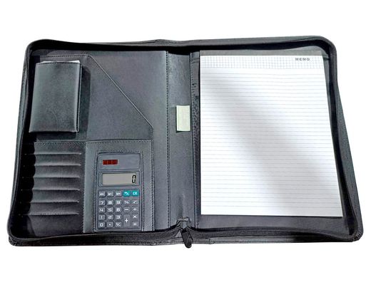 Carpeta Portafolios 80-848 Negra 260X355 mm Cremallera Sin Anillas Calculadora con Bolsa para Movil