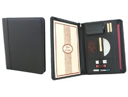 Carpeta Portafolios Artesania Simil Piel Tamaño Din A4 Colornegro con Cremallera y Departamentos 332X262X30 Mm