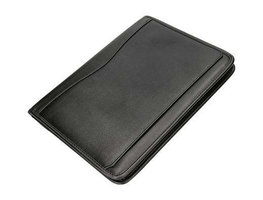 Carpeta portafolios cremallera con bolsa para movil y tarjetero color negro 260x355 mm