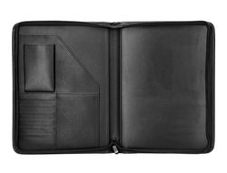 Carpeta portafolios cremallera con bolsa para movil y tarjetero color negro 260x355 mm