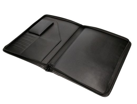 Carpeta portafolios cremallera con bolsa para movil y tarjetero color negro 260x355 mm