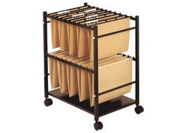 Carrito para Carpetas Colgantes Q-Connect Negro con Ruedas para Carpetas Tamaño Folio Carro Fijo