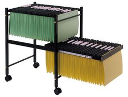 Carrito Q-Connect para Carpetas colgantes Negro con Ruedas y bandeja Inferior Extraible para Carpetas Tamaño Folio