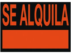 Cartel Plastico "Se Alquila" Rojo Fluorescente -500X234 Mm