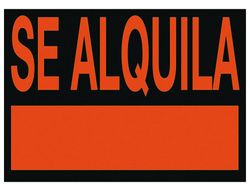 Cartel Plastico "Se Alquila" Rojo Fluorescente 700X500 Mm