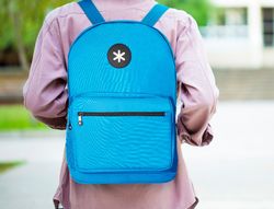 Cartera antartik mochila con asa y bolsillo frontal concremallera color azul 320x140x430 mm