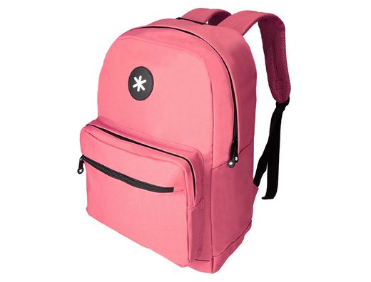 Cartera antartik mochila con asa y bolsillo frontal concremallera color coral 320x140x430 mm