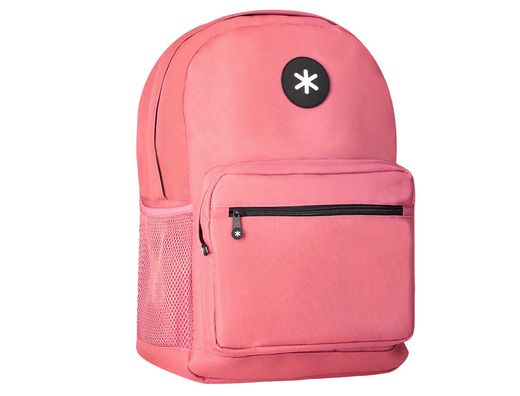 Cartera antartik mochila con asa y bolsillo frontal concremallera color coral 320x140x430 mm